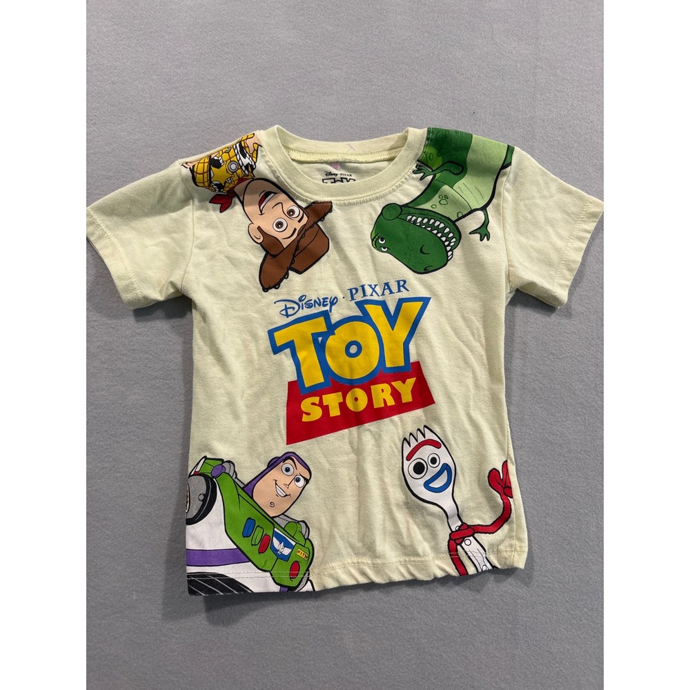 Disney Pixar Toy Story Graphic T-Shirt Kids 3T Woody Buzz Rex Forky Cream